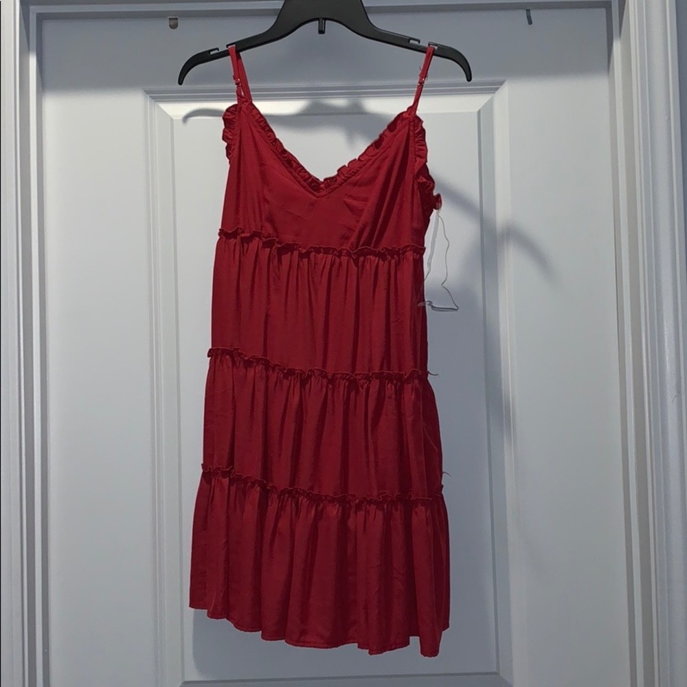 Deep Red Ruffle Tier Dress size small